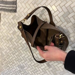 Brown crossbody/shoulder bag, gold hardware, soft leather. Excellent condition.